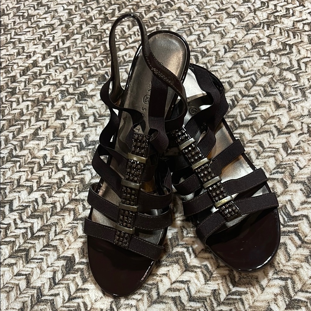 Karen Scott Dark Brown Mid-Heeled Sandals